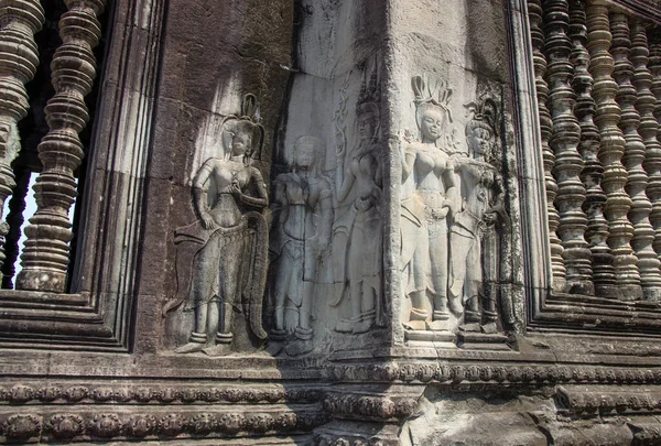 Escultura Arenito Apsara Angkor Wat Siem Reap Camboja — Fotografia de Stock
