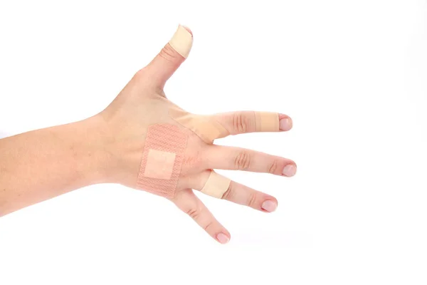 Tiro Perto Mão Homem Coberto Manchas Médicas — Fotografia de Stock