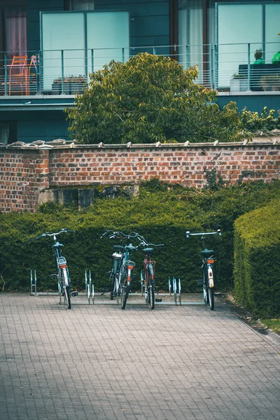 Μια Κάθετη Λήψη Ποδηλάτων Σταθμευμένα Εξωτερικούς Χώρους — Φωτογραφία Αρχείου