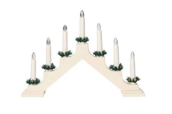 Closeup Shot Decorated Christmas Candles Isolated White Background — Foto Stock