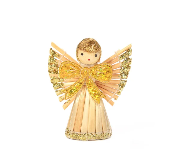 Dekorativní Dřevěný Anděl Vánoční Hračka Izolované Bílém Pozadí — Stock fotografie