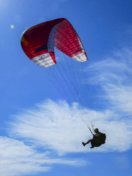 Lake Illawarra Australie Oct 2020 Parapente Dans Brise Après Décollage — Photo