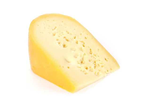 Een Blok Gele Heerlijke Kaas Geïsoleerd Een Witte Achtergrond — Stockfoto