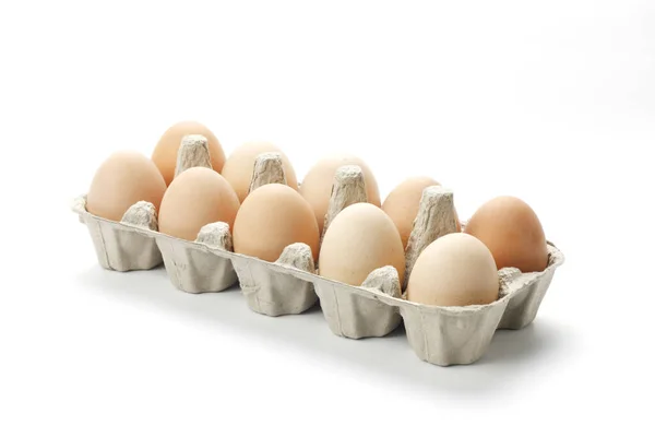 Uma Caixa Ovos Isolada Sobre Fundo Branco — Fotografia de Stock