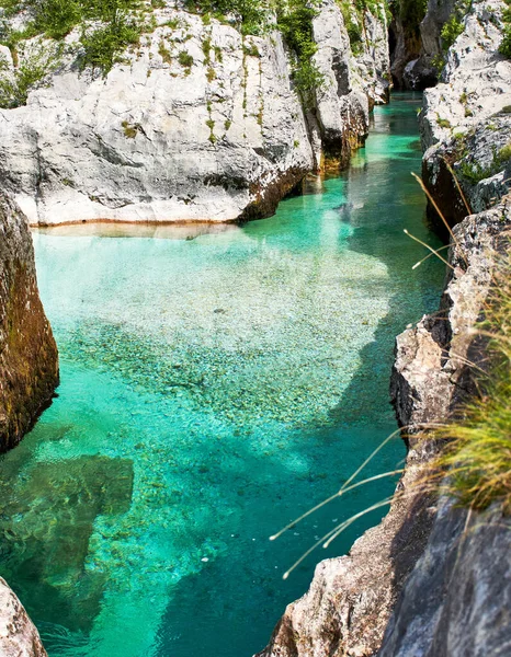 Een Verticaal Shot Van Een Turquoise Kanaal — Stockfoto