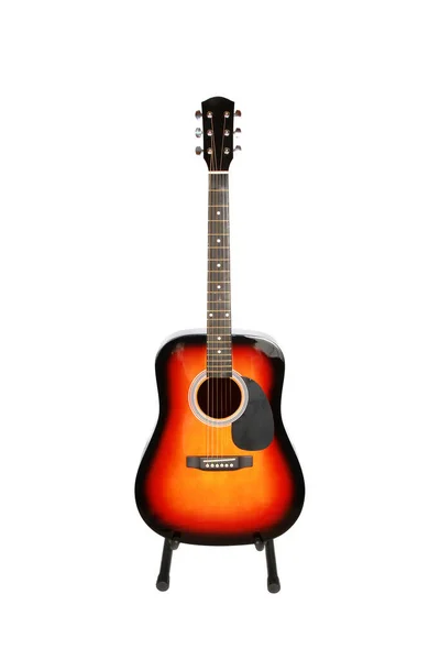 Closeup Shot Acoustic Guitar Isolated White Background — Stock Photo, Image