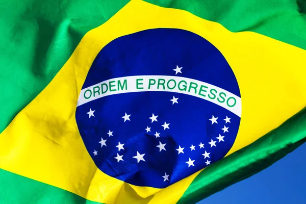 Бразильський Прапор Махає Вітром — стокове фото