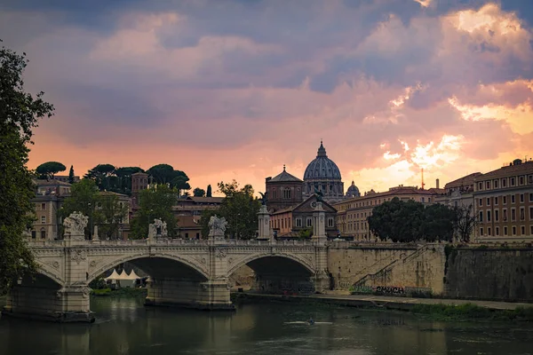 Flygbild Vittorio Emanuele Bron Rom Italien — Stockfoto