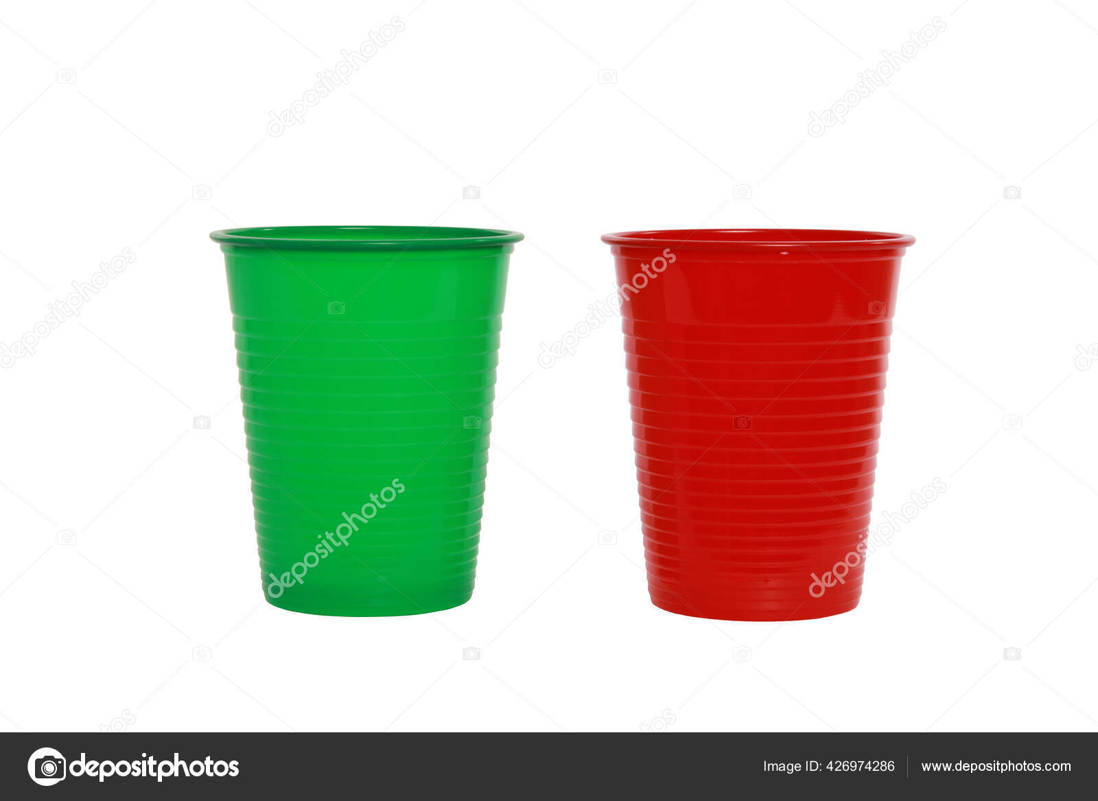 Two Green Red Plastic Cups Isolated White Background Stock Photo by  ©Wirestock 426974286