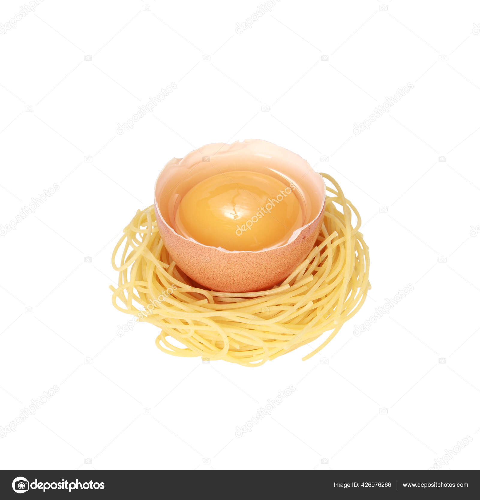 Roll Dry Pasta Shell Egg Yolk Isolated White Background Stock Photo by