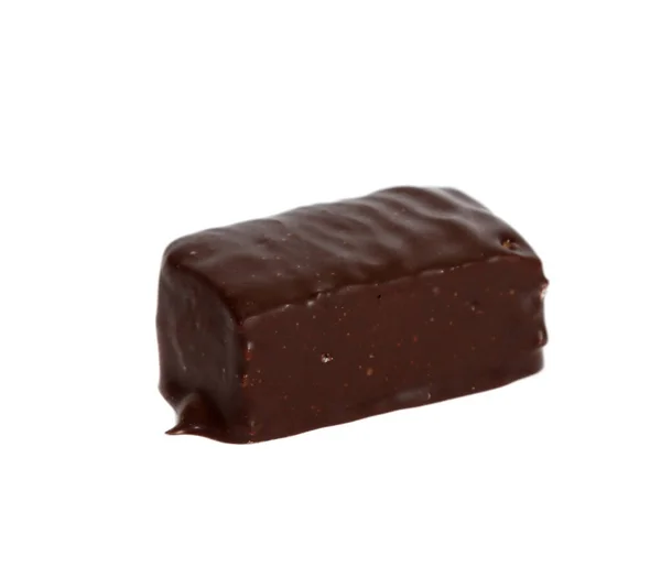Uma Pastilha Coberta Chocolate Isolada Sobre Fundo Branco — Fotografia de Stock