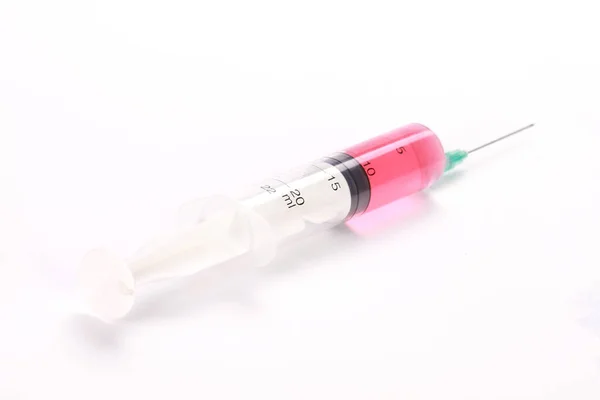 High Angle Closeup Shot Syringe White Surfaec — Stock Photo, Image