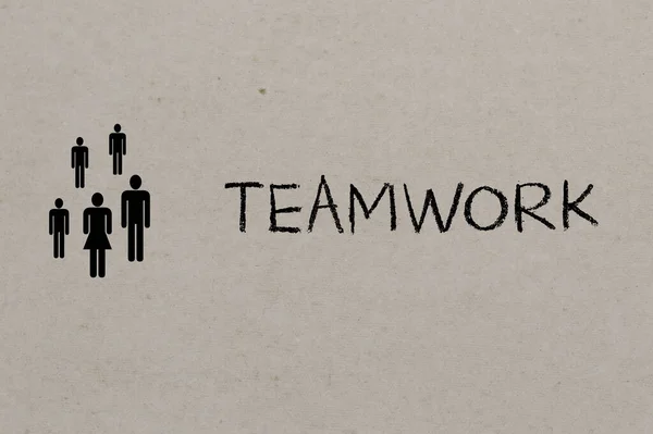 Eine Illustration Einiger Figuren Und Das Wort Teamwork — Stockfoto