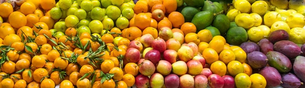 Panoramic Shot Fresh Fruits Market — Stock Photo, Image