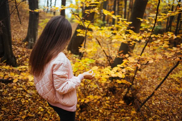 Back View Young Female Autumn Park — Stock Photo, Image