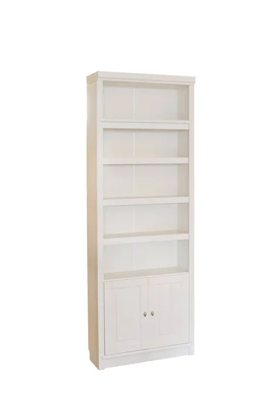 Eine Vertikale Aufnahme Eines Leeren Weißen Bücherregals Isoliert Auf Weißem — Stockfoto