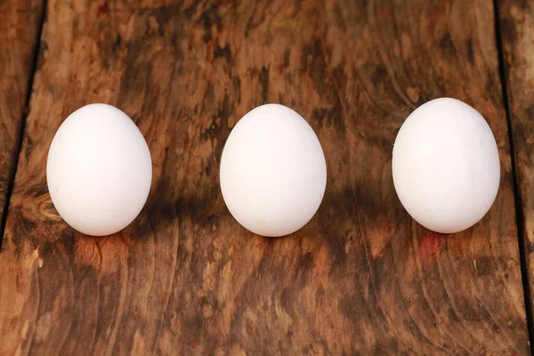 Closeup High Angle Shot Eggs Wooden Surface — Stock Photo, Image