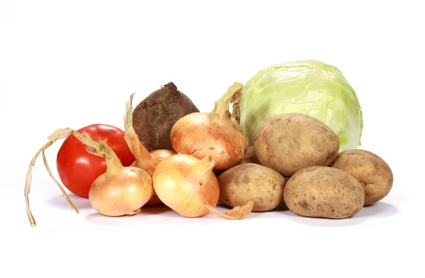 Různé Čerstvé Zeleniny Izolované Bílém Pozadí — Stock fotografie