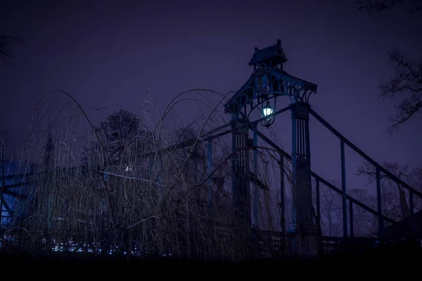 Una Vista Espeluznante Viejo Puente Ciudad Opole Polonia Ideal Para —  Fotos de Stock