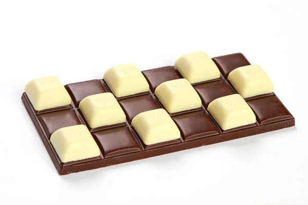 Closeup Shot Chocolate Chess Bar White Background — Stock Photo, Image