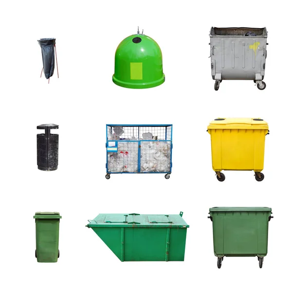 Une Collection Poubelles Isolées Sur Fond Blanc — Photo