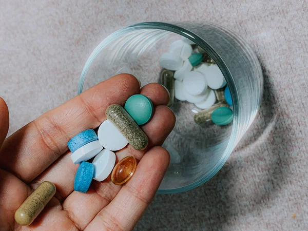 Egy Közelkép Gyógyszer Tablettákról — Stock Fotó