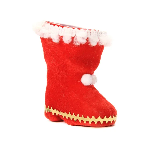 Vertical Closeup Shot Christmas Boot White Background — Stock Photo, Image