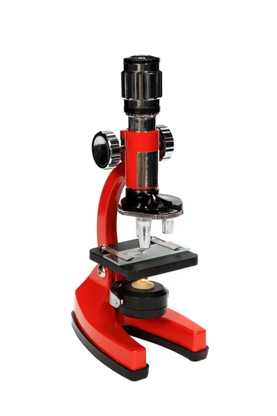 Eine Vertikale Aufnahme Eines Mikroskops Auf Weißem Hintergrund — Stockfoto