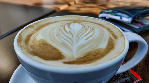 Sebuah Gambar Close Cappuccino Lezat — Stok Foto