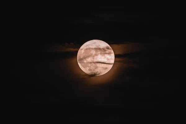 Ljus Fullmåne Fångad Den Mörka Himlen Natten — Stockfoto