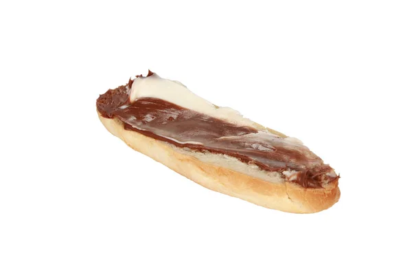 Een Close Shot Van Brood Met Chocolade Crème Geïsoleerd Een — Stockfoto