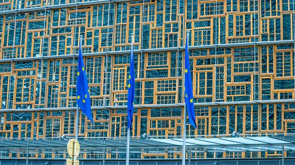 Plan Rapproché Immeuble Affaires Avec Drapeau Union Européenne — Photo