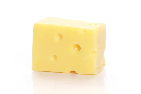 Detailní Záběr Chutné Sýr Izolované Bílém Pozadí — Stock fotografie