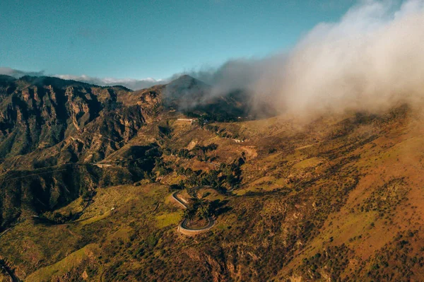 Plan Tranquille Des Montagnes Gran Canaria Couvertes Nuages — Photo