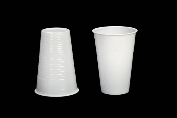 Two Plastic Cups Black Background — Stock Photo, Image