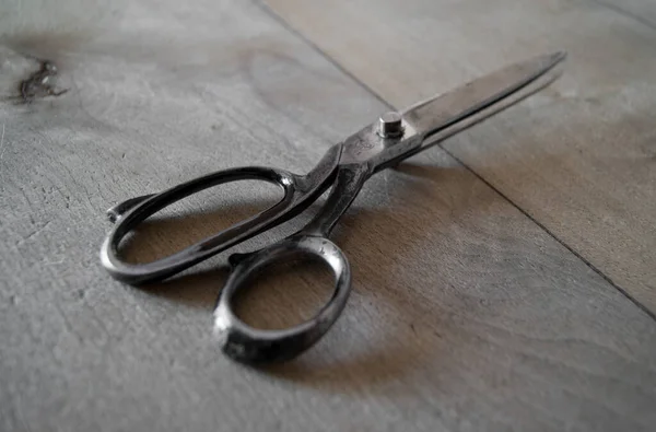 High Angle Shot Tailor Scissors Table — Stock Photo, Image