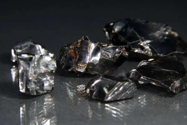 A closeup shot of fine gallium stones isolated on dark background