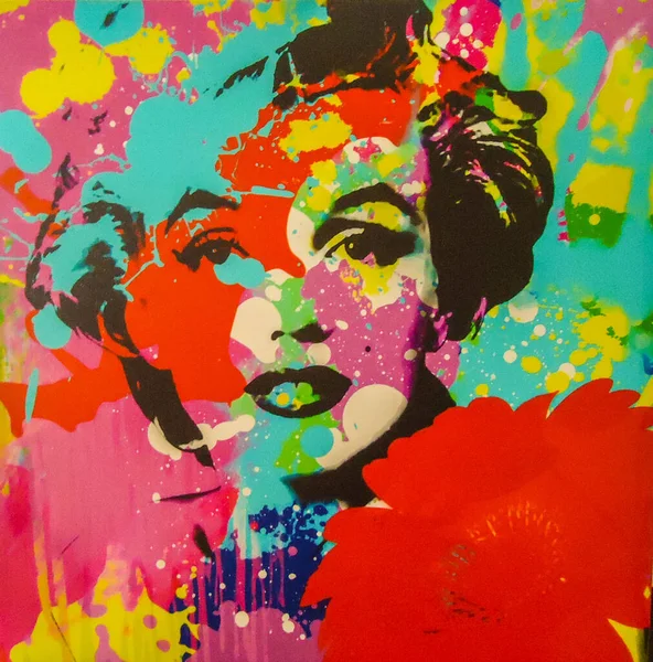 Uma Pintura Colorida Abstrata Marilyn Monroe — Fotografia de Stock