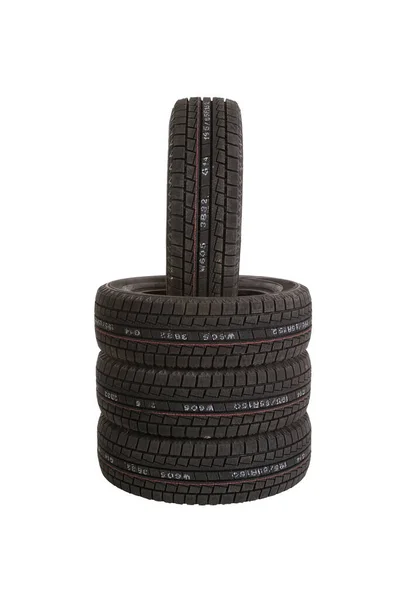 Eine Vertikale Nahaufnahme Von Reifen Auf Weißem Hintergrund — Stockfoto