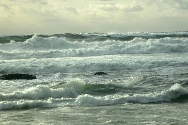 Крупный План Волн Атлантического Океана Штормовую Погоду — стоковое фото