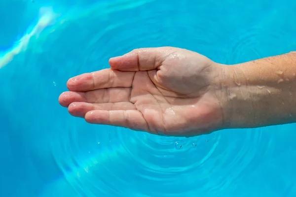 Shot Wet Hand Water Background — Stock Photo, Image