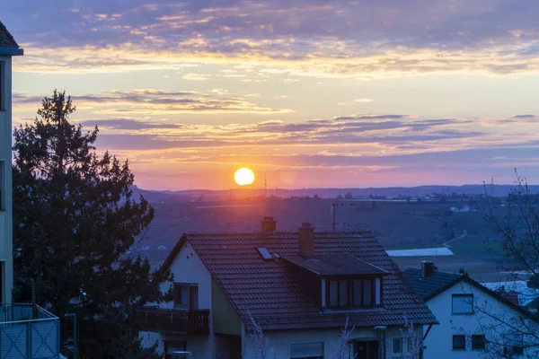 Neckarwestheim Γερμανία Αυγούστου 2020 Ηλιοβασίλεμα Όμορφο Χρώμα Και Χρωματιστό Ουρανό — Φωτογραφία Αρχείου