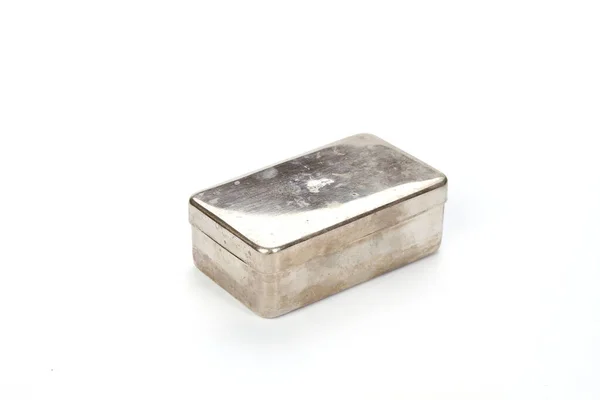 Closeup Shot Old Metal Box Isolated White Background — Stock Photo, Image