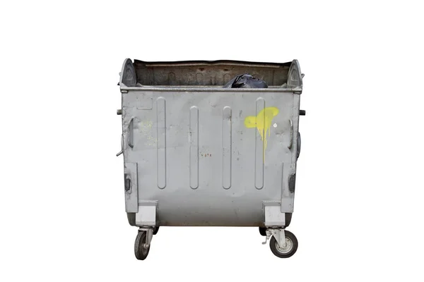 Metal Trash Can Isolated White Background — Stock Photo, Image