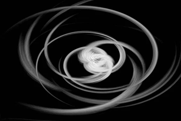 Abstraktní Bílé Digitální Křivky Černém Pozadí Twirl Efekt — Stock fotografie