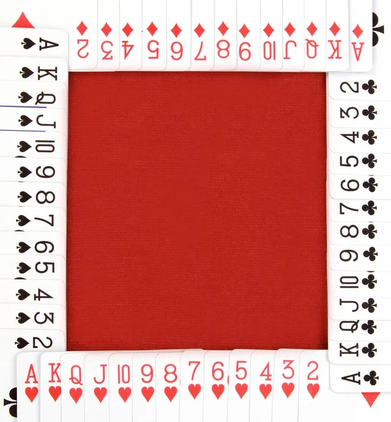 Рамка Игральных Карт Красным Пустым Пространством Центре — стоковое фото