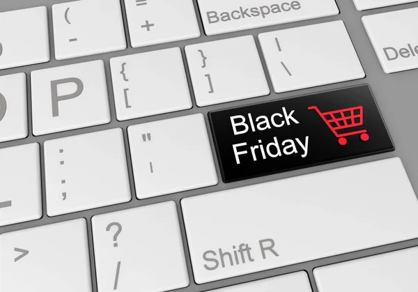 Digitális Illusztráció Egy Számítógép Billentyűzet Egy Gombbal Black Friday Online — Stock Fotó