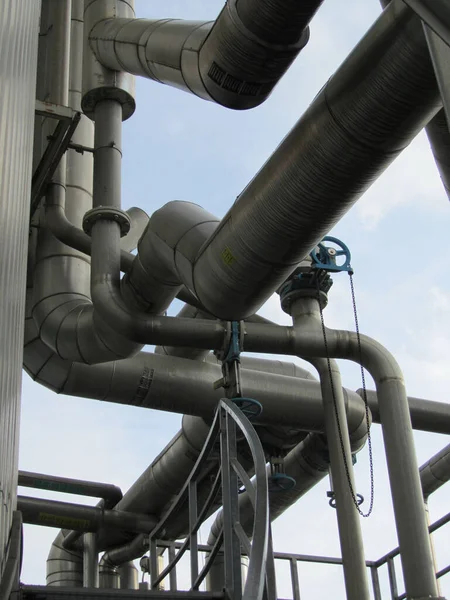 Rurociągi Biogazowni Produkcja Pozostałości Gazu — Zdjęcie stockowe