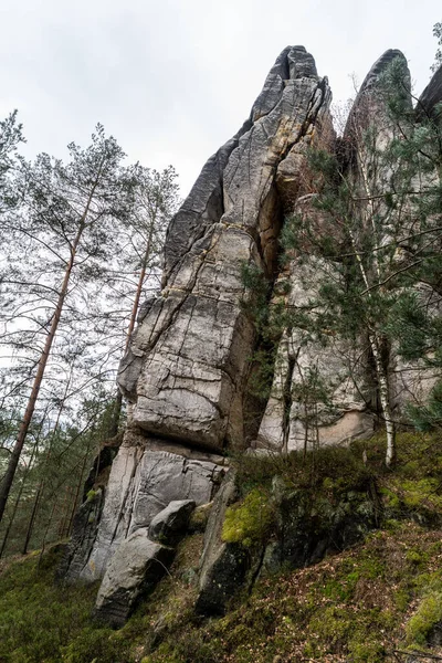 Prachtige Zandstenen Rotsen Van Het Boheemse Paradijs Tsjechie Een Herfstlandschap — Stockfoto