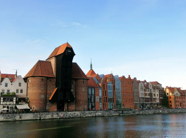 Polonya Nın Gdansk Kentindeki Ünlü Tarihi Ortaçağ Limanı Crane Manzarası — Stok fotoğraf